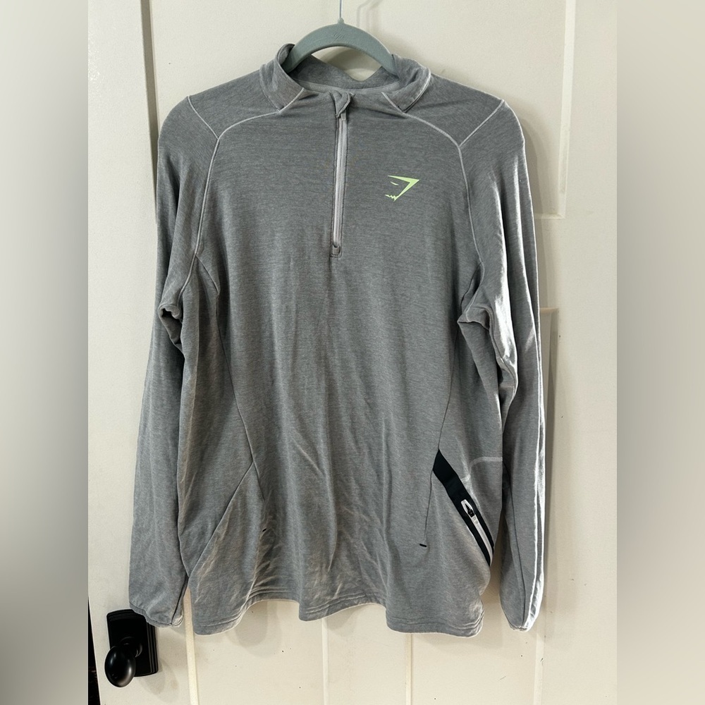 Gymshark Gray/lime green Apex 1/4 zip up long sleeve shirt sweater